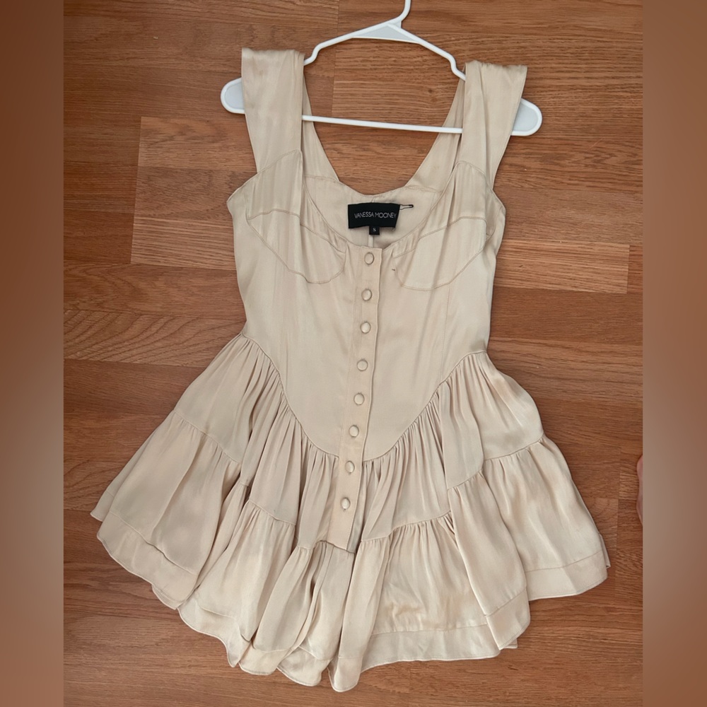 THE ELISABETH ROMPER DRESS - CREAM SATIN